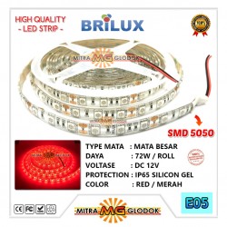 LED Strip Brilux SMD 5050 Mata Besar | IP 65 - Outdoor - Red / Merah